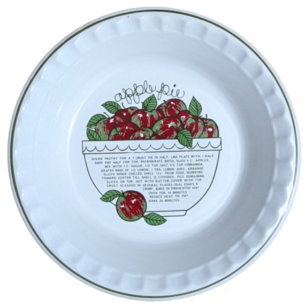 Vintage Apple Pie Recipe Pie Dish Reading Company China & Glass Farmhouse 11"